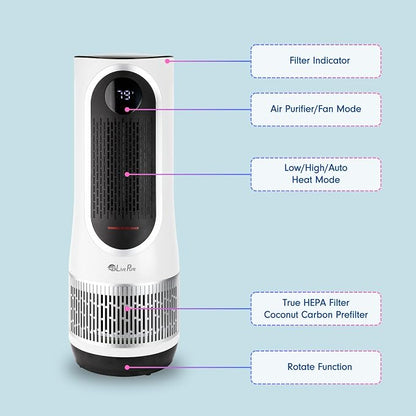 LivePure 3-in-1 LP500 Clean Heat Air Purifier & Electric Heater – Oscillating - Image 5