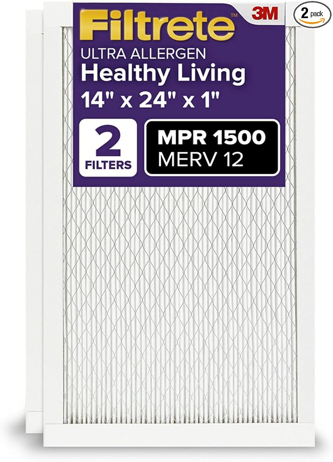 Filtrete 14x24x1 AC Furnace Air Filter, MERV 12, MPR 1500, CERTIFIED asthma & by Filtrete