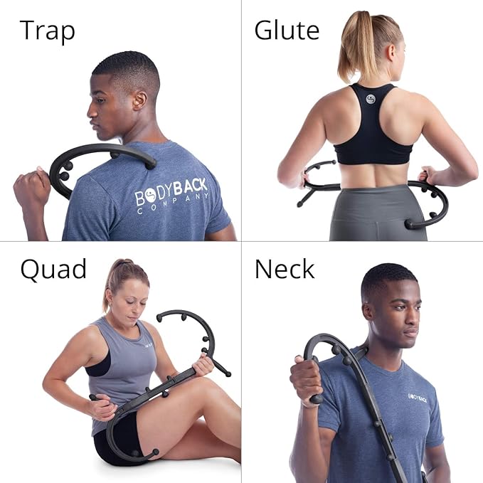 Body Back Buddy Elite – USA Made – Trigger Point Massage Tool, Shoulder Neck Back Handheld Self Massager, Manual Massage Cane, Hook, Muscle Knot Remover with Instructions, Patented (Black)