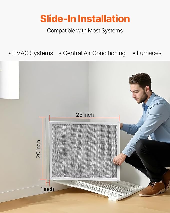 VEVOR 20x25x1 inch Electrostatic Air Filter, AC/HVAC Furnace Filter Washable & - Image 4