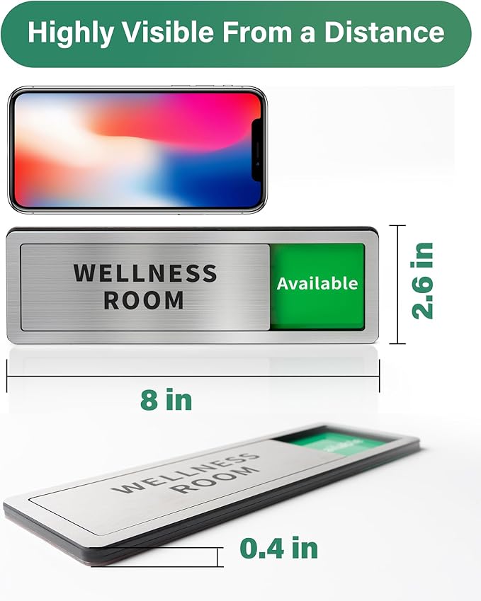 Bathroom Sliding Door Signs, Restroom Signs for Business Vacant Occupied Restroom Sign In Use/Available Slider Sign for Home Office Or Public Bathroom Door, Brushed Silver Stainless Steel