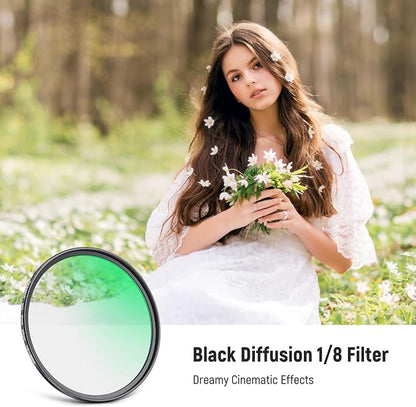 Neewer 62mm Black Diffusion 1/8 Filter Soft Dreamy Cinematic Effect Filter - Image 2