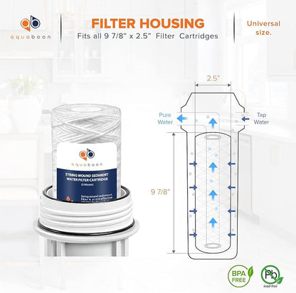 Aquaboon Whole House 5 Micron 10 x 2.5 String Wound Sediment Water Filter - Image 2
