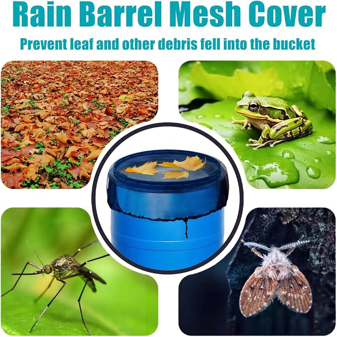 4 Pcs Rain Barrel Mesh Cover, 31.5 inch Water Collection Bucket Net - Image 2