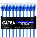 Rapink Patch Cables Cat6a 20ft (10 Pack) Slim, Cat6a Ethernet Patch Cable 10G Support, Snagless Cat 6 Patch Cable for Patch Panel to Switch, Flexiable Cat 6a Ethernet Cable with Gold Plated