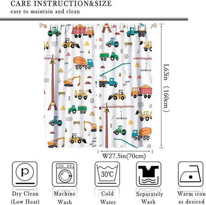 Construction Window Curtains, Kids Cartoon Construction Machines Building Hand - Image 4