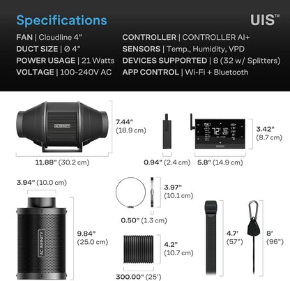 AC Infinity Air Filtration PRO Kit 4”, AI Controller - Image 7