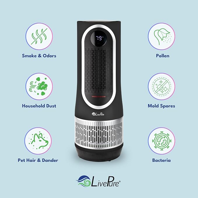 LivePure 3-in-1 LP500 Clean Heat Air Purifier & Electric Heater – Oscillating - Image 2