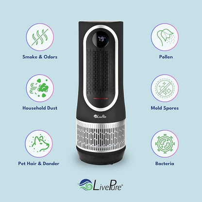 LivePure 3-in-1 LP500 Clean Heat Air Purifier & Electric Heater – Oscillating - Image 2