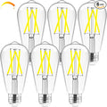 Hizashi LED Edison Bulbs, 6W, Equivalent 60W, Dimmable E26 LED Bulb, Daylight 5000K, 90+ CRI 700 Lumens, ST19 Vintage Light Bulbs, Clear Glass, Pack of 6