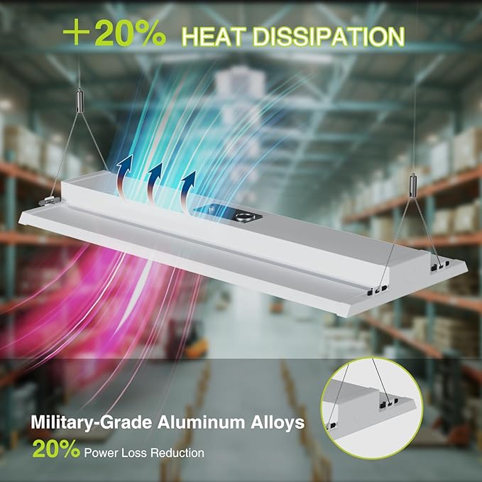 YXL LED Linear High Bay Shop Light 210W, Larger Central Lighting Area, 31500LM, 120-277V, 0-10V, 5000K, Commercial Linear High Bay Led Shop Lights for Warehouse Industrial Garage Workshops, UL