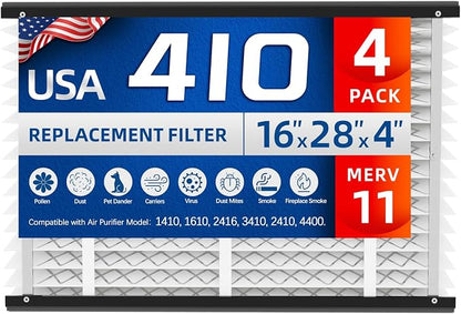 4 Pack, 410 Replacement Air Filter, Nominal Size: 16x25x4, Actual Size: by Luxunik