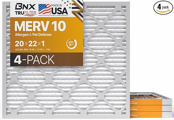 BNX TruFilter 20x22x1 MERV 10 AC Furnace Air Filter by BNX