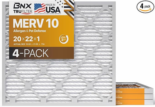 BNX TruFilter 20x22x1 MERV 10 AC Furnace Air Filter by BNX