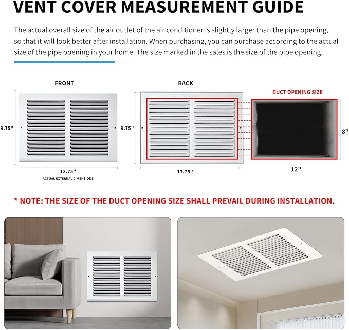 12x8 Vent Cover, Air Return Vent Cover, Flat Vent Cover, Rejillas De Aire - Image 4