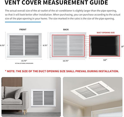 12x8 Vent Cover, Air Return Vent Cover, Flat Vent Cover, Rejillas De Aire - Image 4