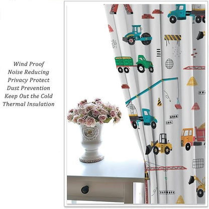 Construction Window Curtains, Kids Cartoon Construction Machines Building Hand - Image 5