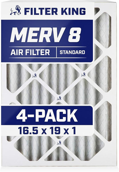 Filter King 16.5x19x1 Air Filter | 4-PACK | MERV 8 HVAC Pleated A/C Furnace by FilterKing