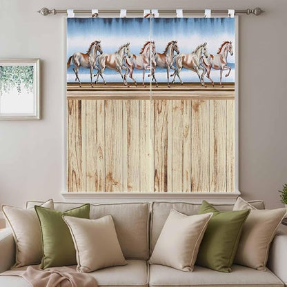 Western Horse Bedroom Curtains 72 Inch Length, Window Curtains Tab Top - Image 9