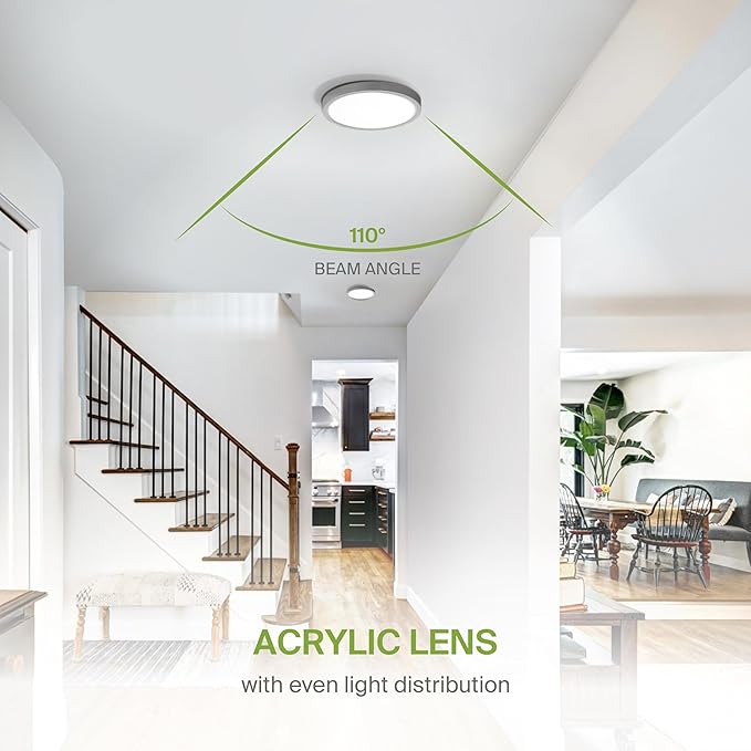 ASD LED 7" Round Flush Mount Ceiling Light Fixture, Low Profile Surface Lighting | 5CCT, Dimmable, Ultra-Thin, ETL Listed | 15W 1260LM 2700-6000K 120V | Kitchen, Hallway Lamp | Nickel, 12 Pack