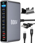 800W USB C Fast Charger Block, Dual PD3.1 140W 10 Port USB Charging Station, GaN Ⅲ Pro PD PPS Fast Charging Station for Multiple Devices,Laptop Wall Charger Compatible with iPhone 17/iPad/MacBook etc