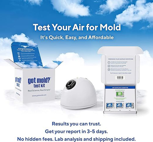 3 ROOM KIT | Test Your Air! Professional Quality Mold Test Kit for Home - All Fees Included - 1, 2 & 3-Room Test Kits & Refills - Reusable BioVac™ Air Sampler - Full Mold Type & Quantity Analysis