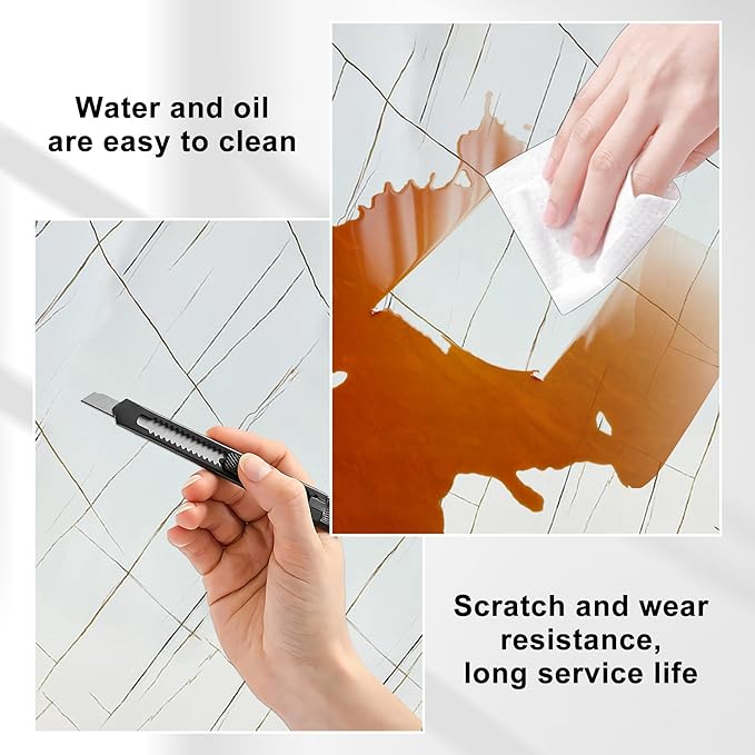 Wall Panels Peel and Stick，PVC Imitation Artificial Marble Tiles Sticker，10 pcs 23.6" L x 11.8" W，Heat-Resistant Backsplash Tile，Ideal for Kitchen Bathrooms Living Rooms Bedrooms.