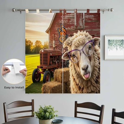 Farm Sheep Living Room Curtains 84 Inch Length, Window Curtains Tab Top - Image 4