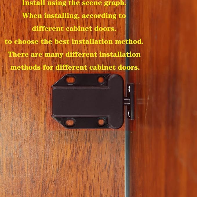 Cabinets Push Latch Cabinet & Furniture Door Catches Cabinet Latch Rebound Self-Locking Device Kitchen Closet Closing Door Catch Closer（4 Pack Brown）