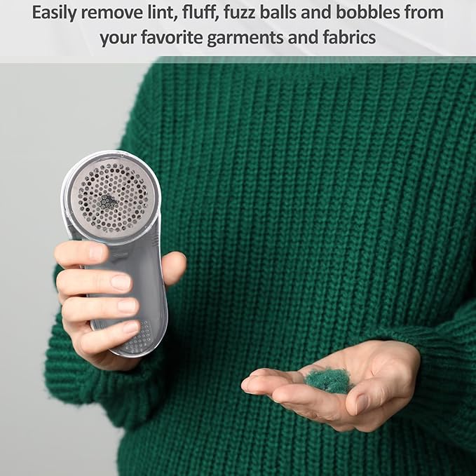 Ferrochef 10 Pack Fabric Shaver and Lint Remover,Sweater Defuzzer with 20 Replaceable Blades,Fuzz Remover Furniture Sweater Shavers to Remove Pilling, Battery Operated, Gray