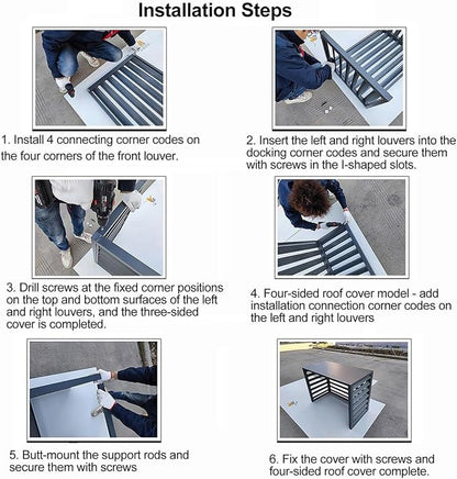 Aluminum Air Conditioner Fence Set of 2, Louvered Outdoor AC Unit Cover - Image 6
