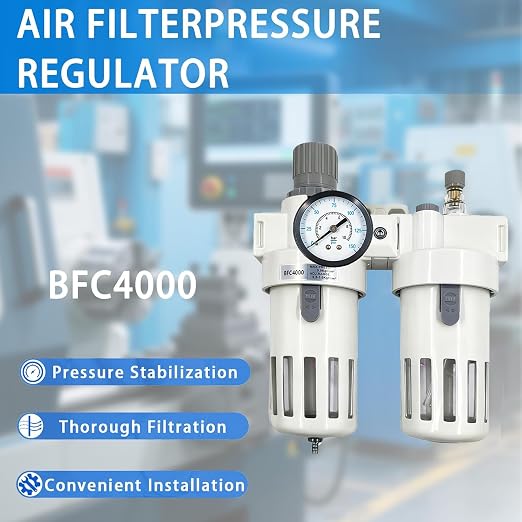 XingNEeng 1/2" NPT Compressed Air Filter Regulator Lubricator Combo, Water/Oil - Image 8