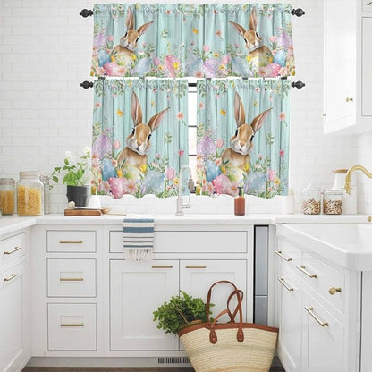 Kitchen Curtains Tiers and Valance Set of 3, Easter Light Filtering Window - Image 3