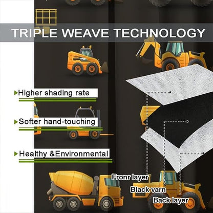 Kids Construction Window Curtains, Construction Machinery Equipment Mode of - Image 7