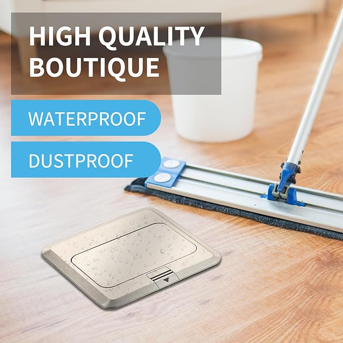 Vagueior Recessed Floor Electrical Outlet Kit,Waterproof Electrical Outlet Covcer Box,Hidden 4.8A USB+20A Tamper-Resistant Receptacle Outlet with Slow Damping ，ETL Certified,Stainless Steel(1 Pack)