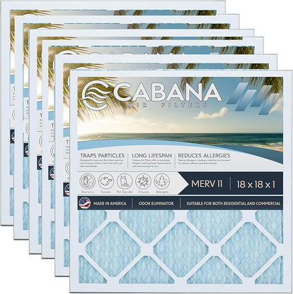 Cabana Filters 6-Pack 18x18x1 MERV 11 AC Furnace Air Filter by CabanaAirFilters