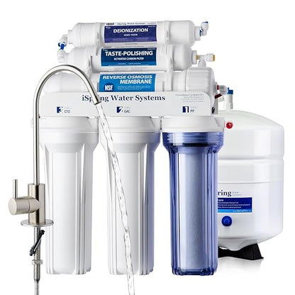 iSpring RCC7D 75 GPD Reverse Osmosis/Deionization Water Filter System, Removes by iSpring
