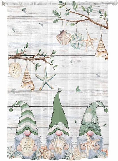 Sheer Curtains 72 Inches Long, Sage Green Gnomes Semi Sheer Curtains Light by Unknown
