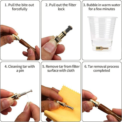 Cigarette Filters Brown Cow Horn Pattern Reusable Clean Tar Tobacco Filter - Image 5