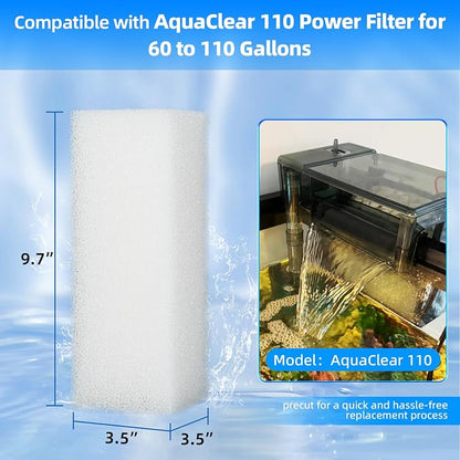 AQUANEAT 6-Pack Replacement Filter Sponge Pads, Aquarium Foam Insert Compatible - Image 2