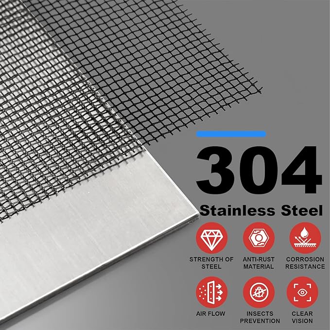 304 Stainless Steel Mesh, 47in x 10ft, 22 Mesh, Sturdy Metal Screen Roll - Image 2