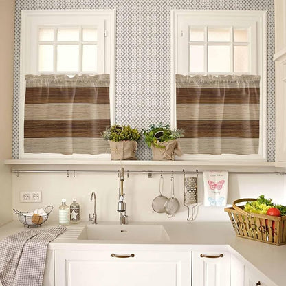 Retro Country Brown Wooden Board Window Valance Curtains, Farmhouse Gradient - Image 3