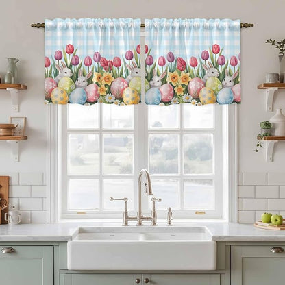 Easter Kitchen Tier Curtains 24 Inch Long 2 Panel Set, Rod Pocket Cafe Small - Image 3