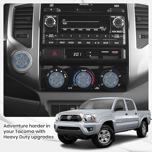 4 Pack - 2nd Gen Tacoma Accessories AC Knob Upgrade - 2005,2006,2007,2008,2009,2010,2011,2012,2013,2014,2015 Tacoma Climate Control Dial Mods Set - for Toyota Interior Replacement Kit