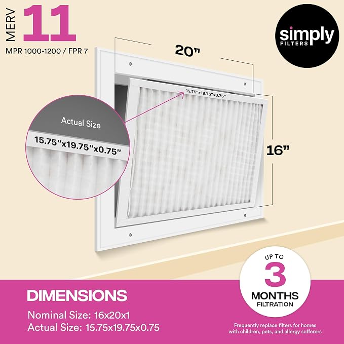 Simply 16x20x1 Air Filter, Merv 11, 12 Pack, - Image 3