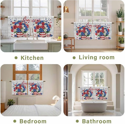 Independence Day Kitchen Tier Curtains 36 Inch Long 2 Panel Set, Rod Pocket - Image 8
