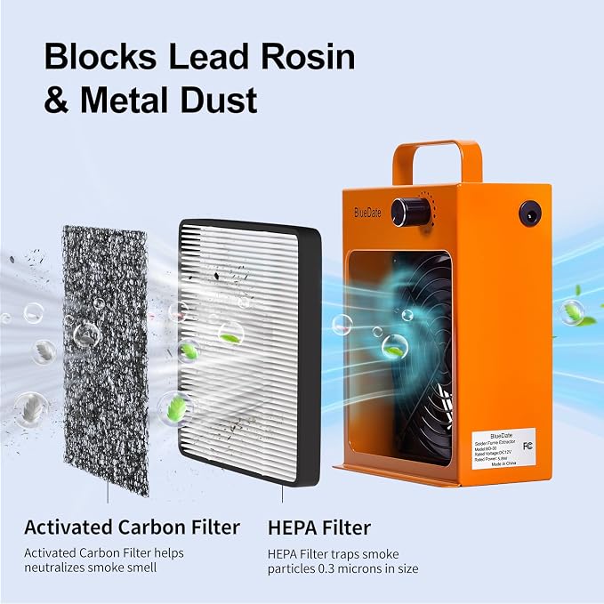 HEPA Solder Fume Extractor Fan Solder Smoke Absorber DIY Work Fan - Image 2