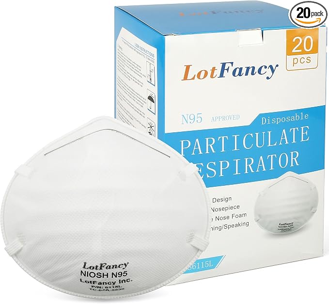 NIOSH N95 Mask, Disposable Face Mask, Against Dust, Air Pollution, Safety Mask by LotFancy