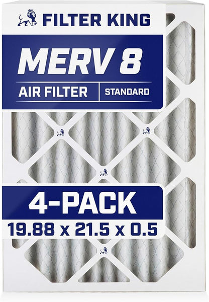 Filter King 19.88x21.5x0.5 Air Filter | 4-PACK | MERV 8 HVAC Pleated A/C by FilterKing