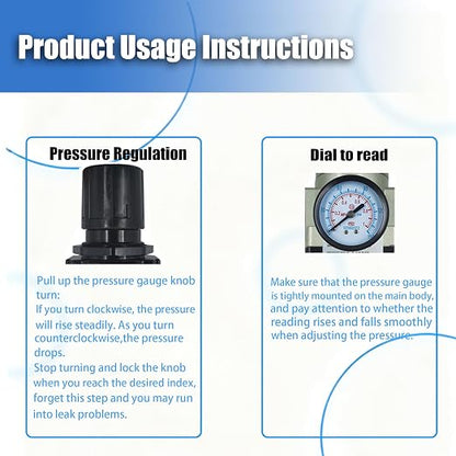 HengMinLingTong 3/8" NPT Compressed Air Filter Regulator Combo Piggyback - Image 6